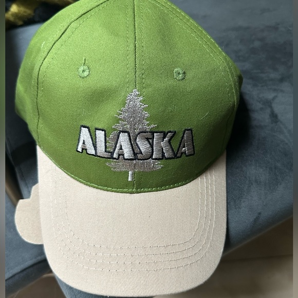 Alaska -Baseball Cap Hat Green Beige Alaska Tree NWT! OSFM - Picture 6 of 7